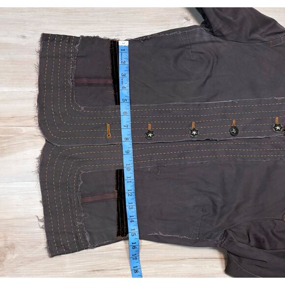 Johnny Was Sz S Embellished Military Jacket Brown - Missing One Button - Picture 13 of 15
